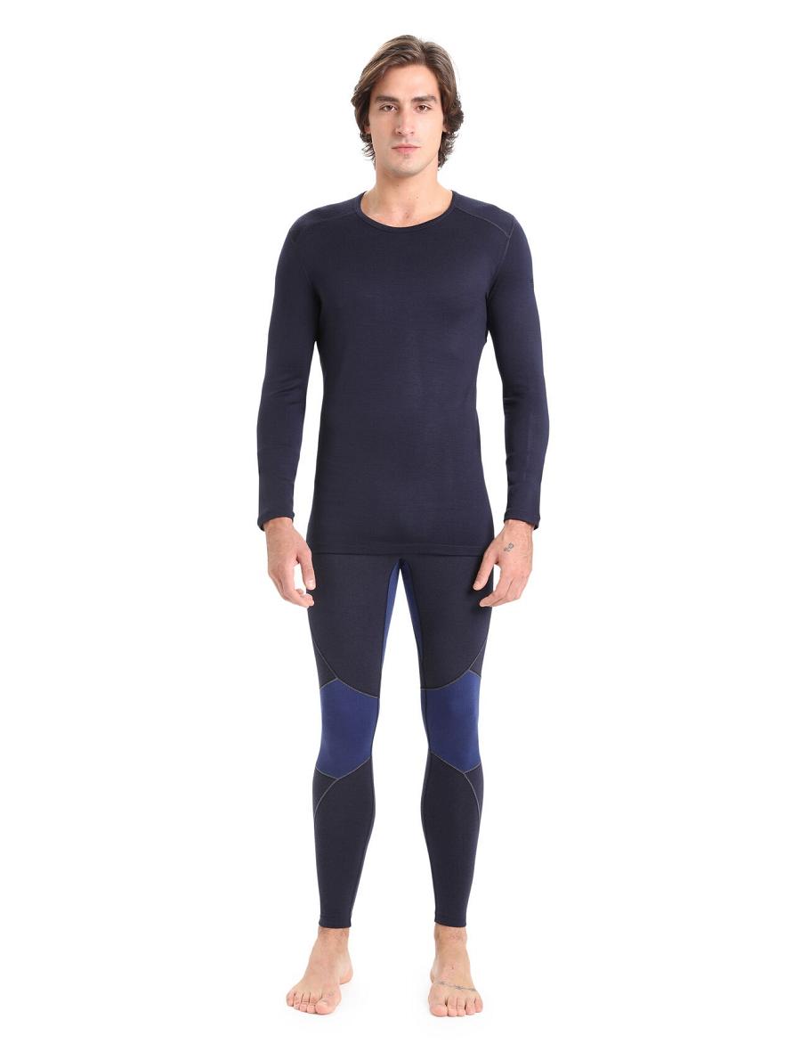 Midnight Navy Men's Icebreaker Merino 260 Tech Long Sleeve Crewe Thermal Top Base Layers | USA 1397VRWD